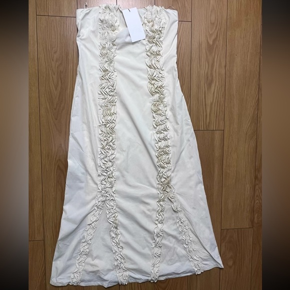 Zara MIDI DRESS WITH EMBOSSED RUFFLES NWT M - Picture 6 of 7